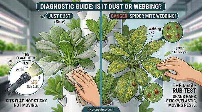How to Tell the Difference Between Spider Mite Webbing and Dust on Hydroponic Leaves